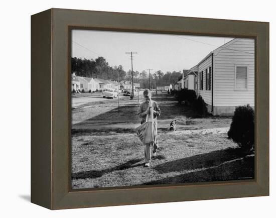 Paper Boy Delivering Newspapers in His Neighborhood-Ed Clark-Framed Premier Image Canvas