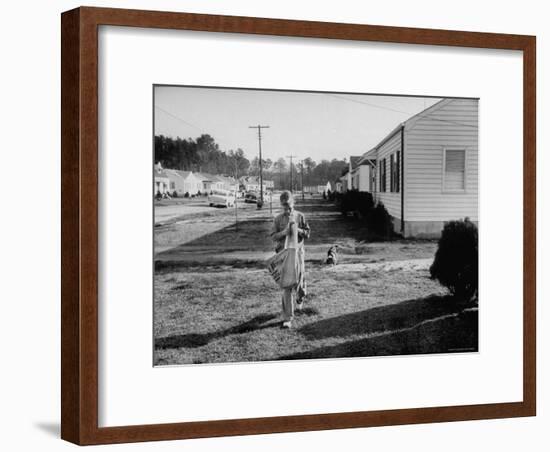 Paper Boy Delivering Newspapers in His Neighborhood-Ed Clark-Framed Photographic Print