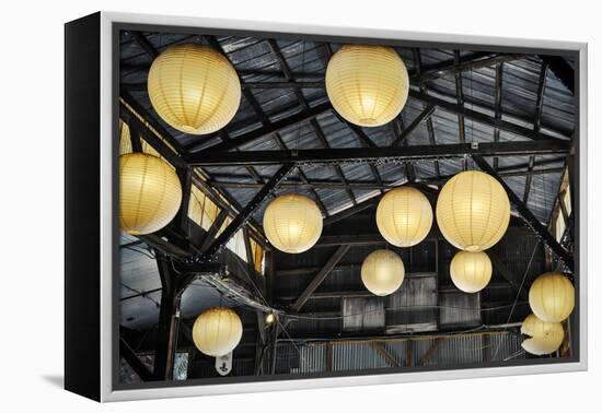 Paper Lanterns Hanging in a Barn in Charleston, SC-null-Framed Stretched Canvas