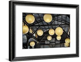 Paper Lanterns Hanging in a Barn in Charleston, SC-null-Framed Photo
