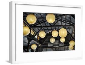 Paper Lanterns Hanging in a Barn in Charleston, SC-null-Framed Photo