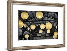 Paper Lanterns Hanging in a Barn in Charleston, SC-null-Framed Photo