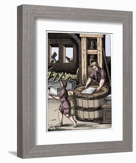 Paper maker, 16th century, (1849)-Jost Amman-Framed Giclee Print