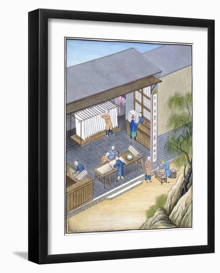 Paper production, China (w/c on paper)-Chinese School-Framed Giclee Print