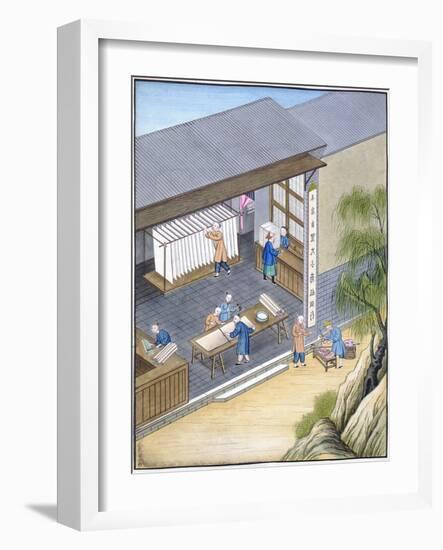 Paper production, China (w/c on paper)-Chinese School-Framed Giclee Print