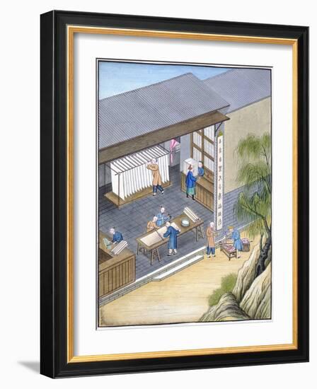 Paper production, China (w/c on paper)-Chinese School-Framed Giclee Print