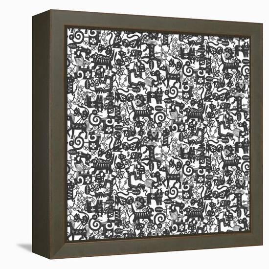 Paper Zodiac Graphite-Sharon Turner-Framed Stretched Canvas