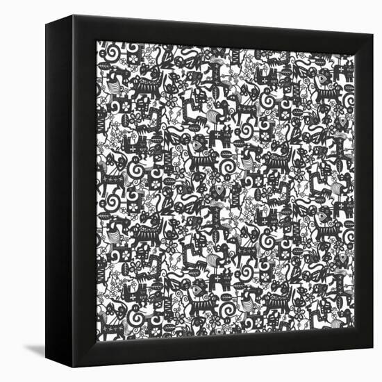 Paper Zodiac Graphite-Sharon Turner-Framed Stretched Canvas