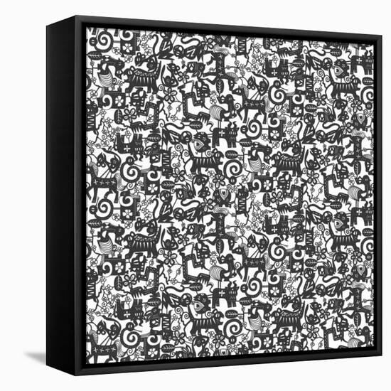 Paper Zodiac Graphite-Sharon Turner-Framed Stretched Canvas