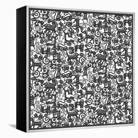 Paper Zodiac Graphite-Sharon Turner-Framed Stretched Canvas