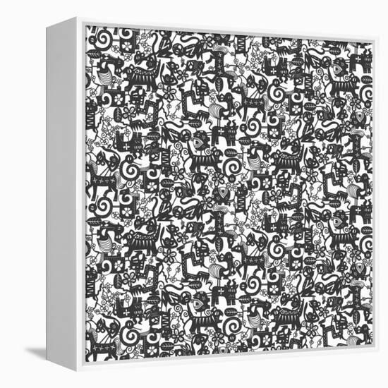 Paper Zodiac Graphite-Sharon Turner-Framed Stretched Canvas