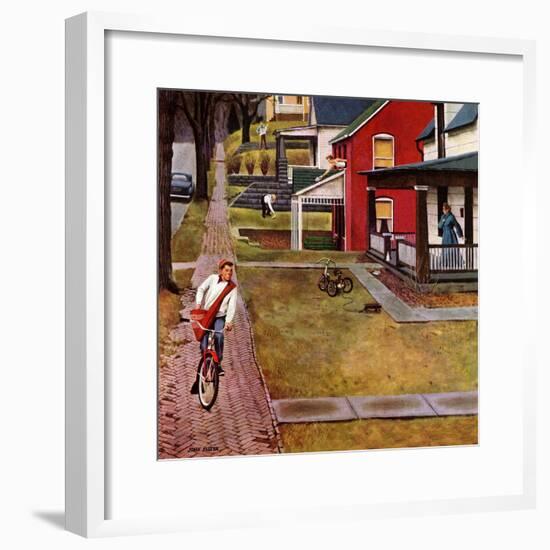 "Paperboy", April 14, 1951-John Falter-Framed Giclee Print