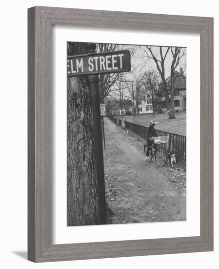 Paperboy Delivering the Boston Herald-Ralph Morse-Framed Photographic Print