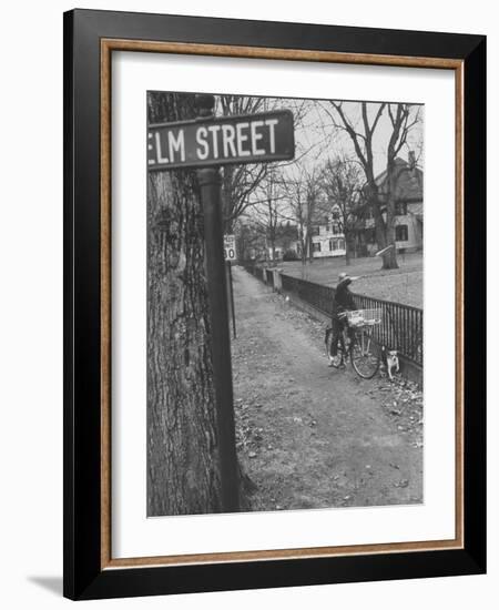 Paperboy Delivering the Boston Herald-Ralph Morse-Framed Photographic Print