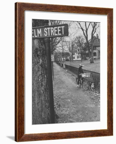 Paperboy Delivering the Boston Herald-Ralph Morse-Framed Photographic Print