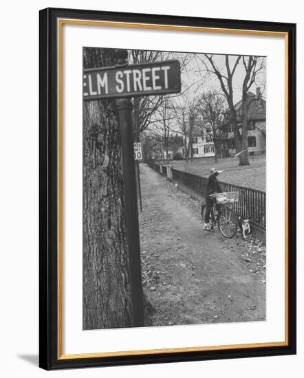 Paperboy Delivering the Boston Herald-Ralph Morse-Framed Photographic Print