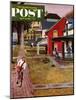 "Paperboy" Saturday Evening Post Cover, April 14, 1951-John Falter-Mounted Giclee Print