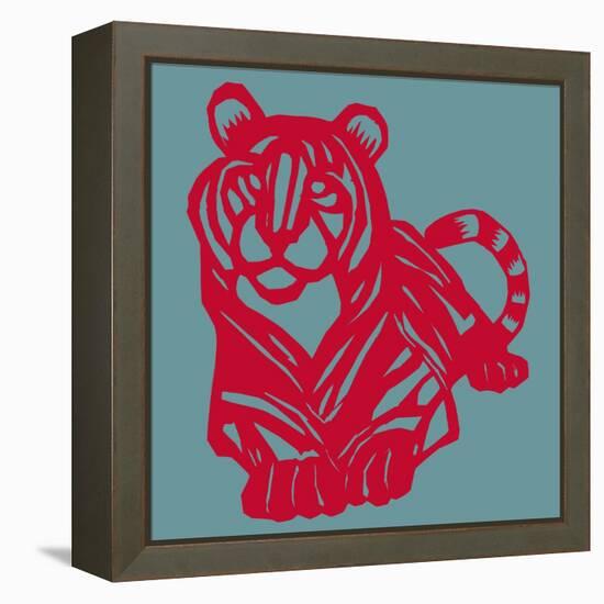 Papercut Tiger-null-Framed Premier Image Canvas