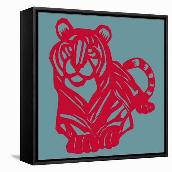 Papercut Tiger-null-Framed Premier Image Canvas