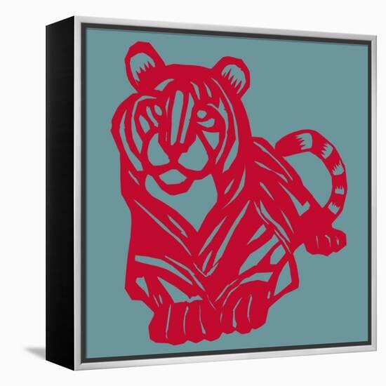 Papercut Tiger-null-Framed Premier Image Canvas