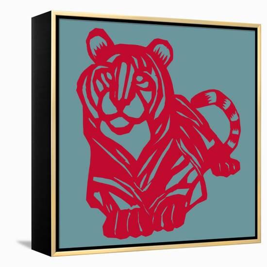 Papercut Tiger-null-Framed Premier Image Canvas