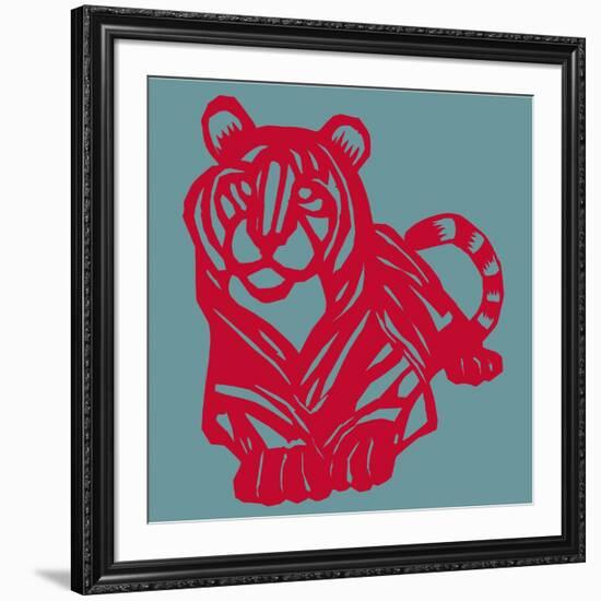 Papercut Tiger-null-Framed Giclee Print