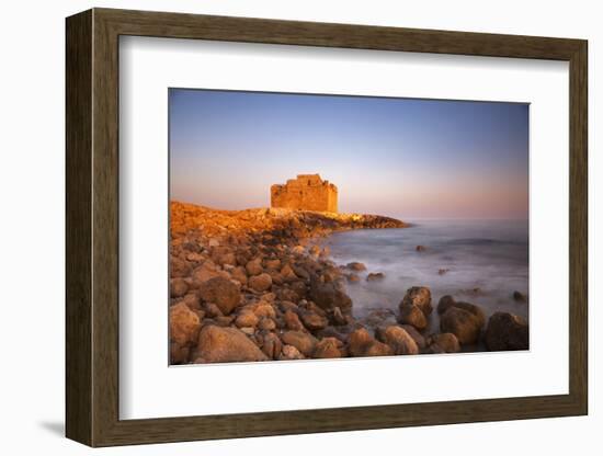Paphos Castle with rocky shoreline, Paphos harbour, Cyprus, Mediterranean, Europe-John Miller-Framed Photographic Print