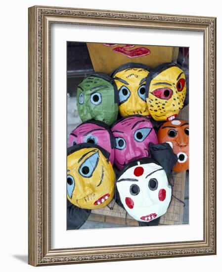 Papier Mache Masks for Sale, East Gate Market, Seoul City, South Korea-Alain Evrard-Framed Photographic Print