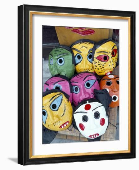 Papier Mache Masks for Sale, East Gate Market, Seoul City, South Korea-Alain Evrard-Framed Photographic Print