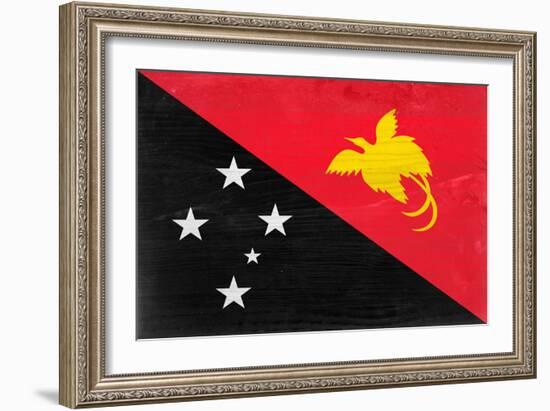 Papua New Guinea Flag Design with Wood Patterning - Flags of the World Series-Philippe Hugonnard-Framed Art Print