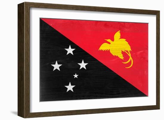 Papua New Guinea Flag Design with Wood Patterning - Flags of the World Series-Philippe Hugonnard-Framed Art Print