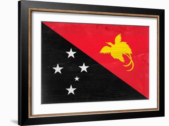 Papua New Guinea Flag Design with Wood Patterning - Flags of the World Series-Philippe Hugonnard-Framed Art Print