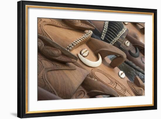 Papua New Guinea, Karau Village. Traditional Carved Wooden Masks-Cindy Miller Hopkins-Framed Photographic Print