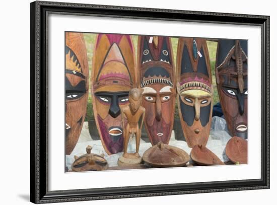 Papua New Guinea, Murik Lakes, Karau Village. Carved Wooden Masks-Cindy Miller Hopkins-Framed Photographic Print