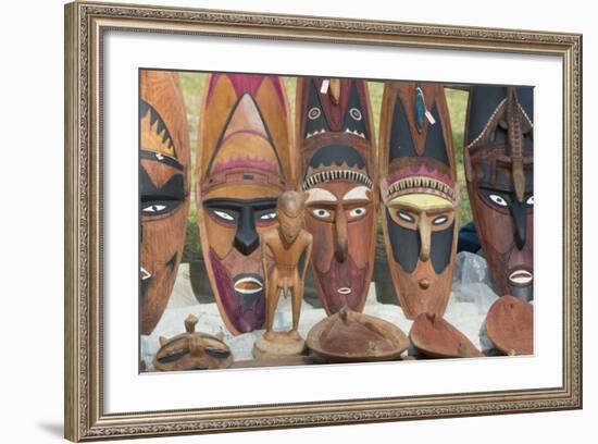 Papua New Guinea, Murik Lakes, Karau Village. Carved Wooden Masks-Cindy Miller Hopkins-Framed Photographic Print