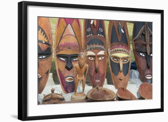 Papua New Guinea, Murik Lakes, Karau Village. Carved Wooden Masks-Cindy Miller Hopkins-Framed Photographic Print