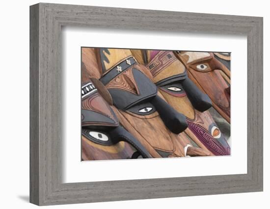 Papua New Guinea, Murik Lakes, Karau Village. Traditional Carved Masks-Cindy Miller Hopkins-Framed Photographic Print