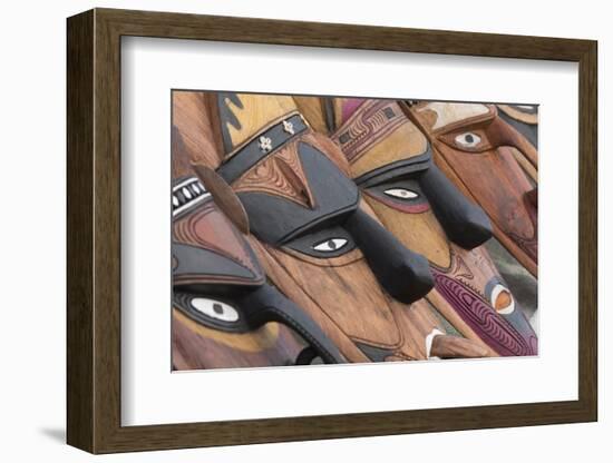 Papua New Guinea, Murik Lakes, Karau Village. Traditional Carved Masks-Cindy Miller Hopkins-Framed Photographic Print