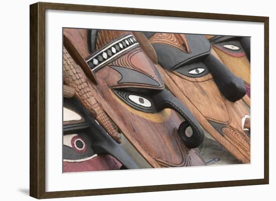 Papua New Guinea, Murik Lakes, Karau Village. Traditional Carved Masks-Cindy Miller Hopkins-Framed Photographic Print