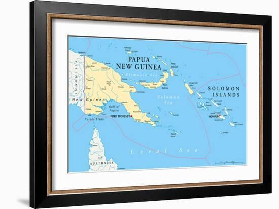 Papua New Guinea Political Map-Peter Hermes Furian-Framed Art Print