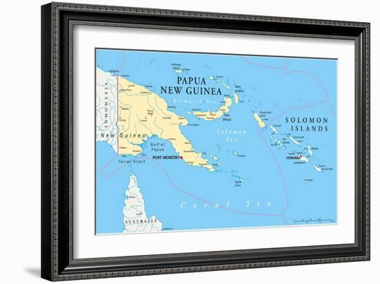 Papua New Guinea Political Map-Peter Hermes Furian-Framed Art Print