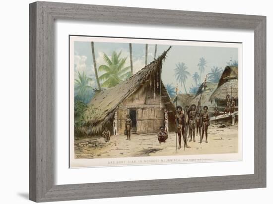 Papua New Guinea: Village Scene in the North-East of the Island-Wilhelm Kuhnert-Framed Art Print