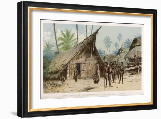 Papua New Guinea: Village Scene in the North-East of the Island-Wilhelm Kuhnert-Framed Art Print