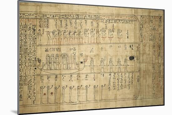 Papyrus d'Ankheseniset : voyage du dieu solaire dans les régions de l'Au-de-null-Mounted Giclee Print