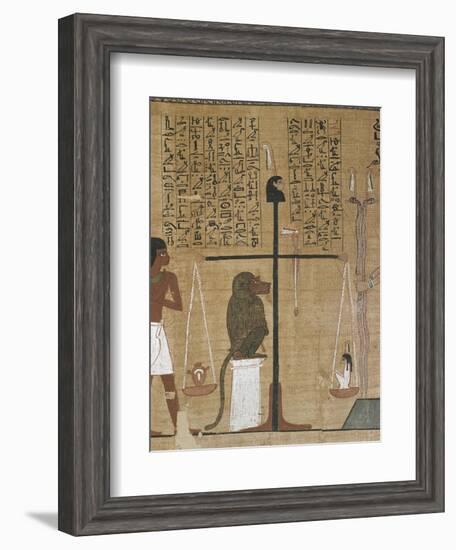 Papyrus funéraire : scène de psychostasie (pesée de l'âme)-null-Framed Giclee Print