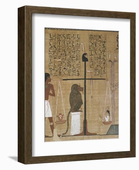 Papyrus funéraire : scène de psychostasie (pesée de l'âme)-null-Framed Giclee Print