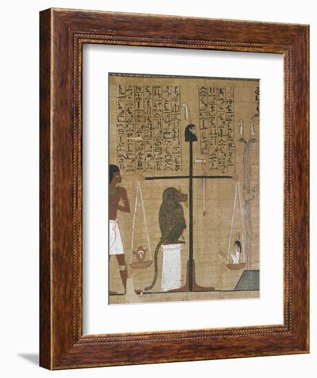 Papyrus funéraire : scène de psychostasie (pesée de l'âme)-null-Framed Giclee Print