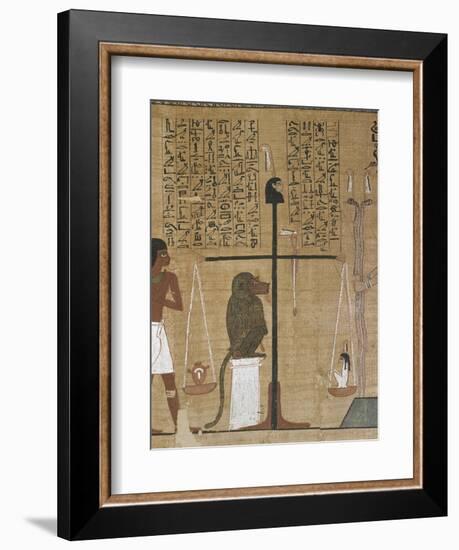 Papyrus funéraire : scène de psychostasie (pesée de l'âme)-null-Framed Giclee Print