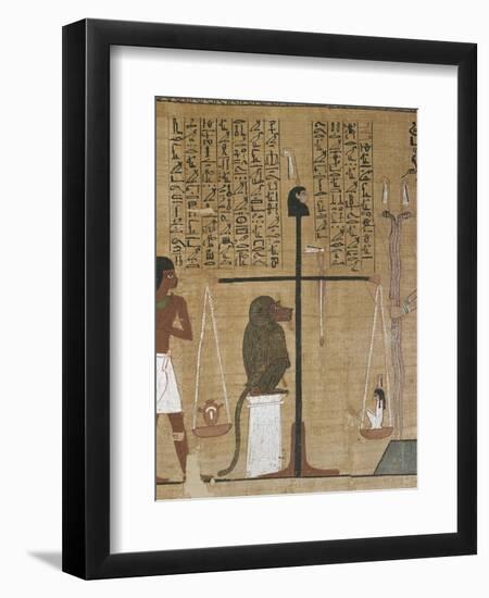 Papyrus funéraire : scène de psychostasie (pesée de l'âme)-null-Framed Giclee Print