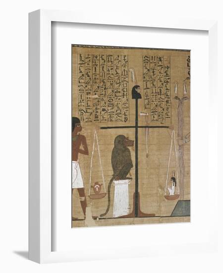 Papyrus funéraire : scène de psychostasie (pesée de l'âme)-null-Framed Giclee Print